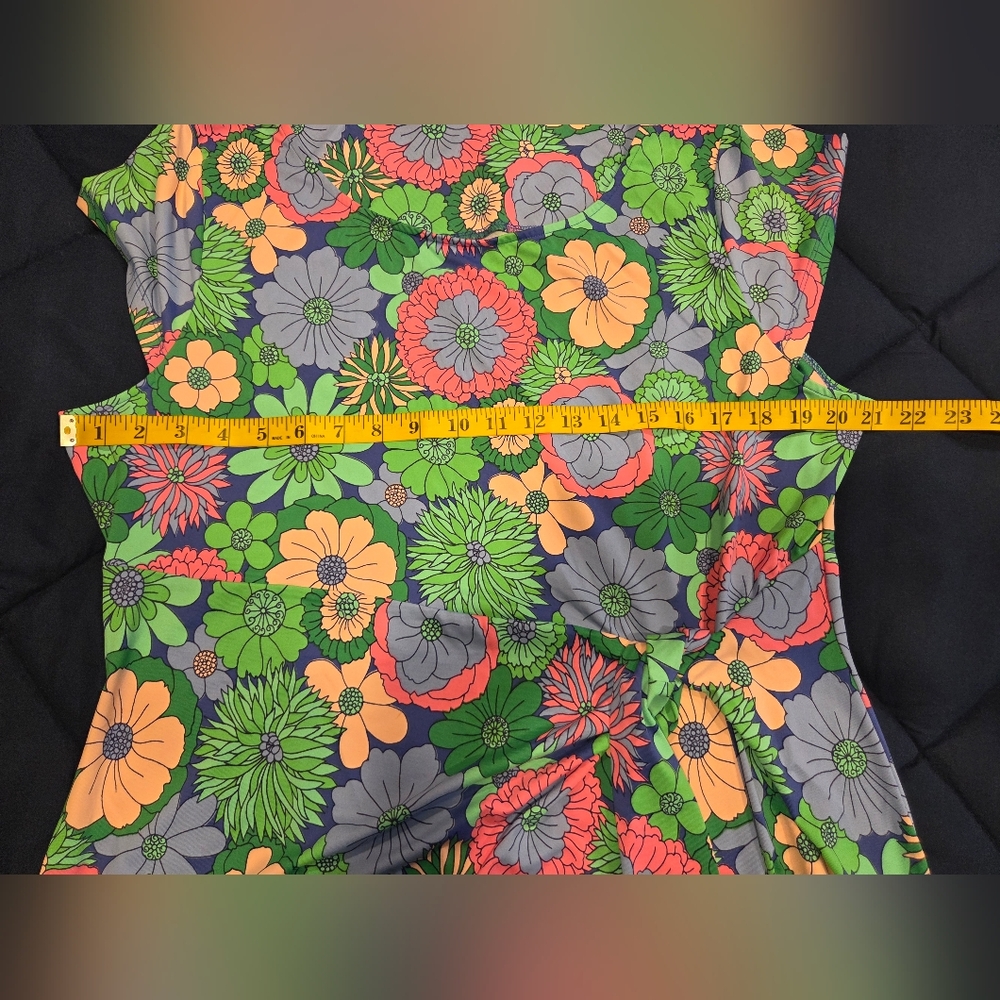 Talbots Vibrant Floral Midi Dress in Green Blue and Blue, Size XL. - Picture 9 of 14